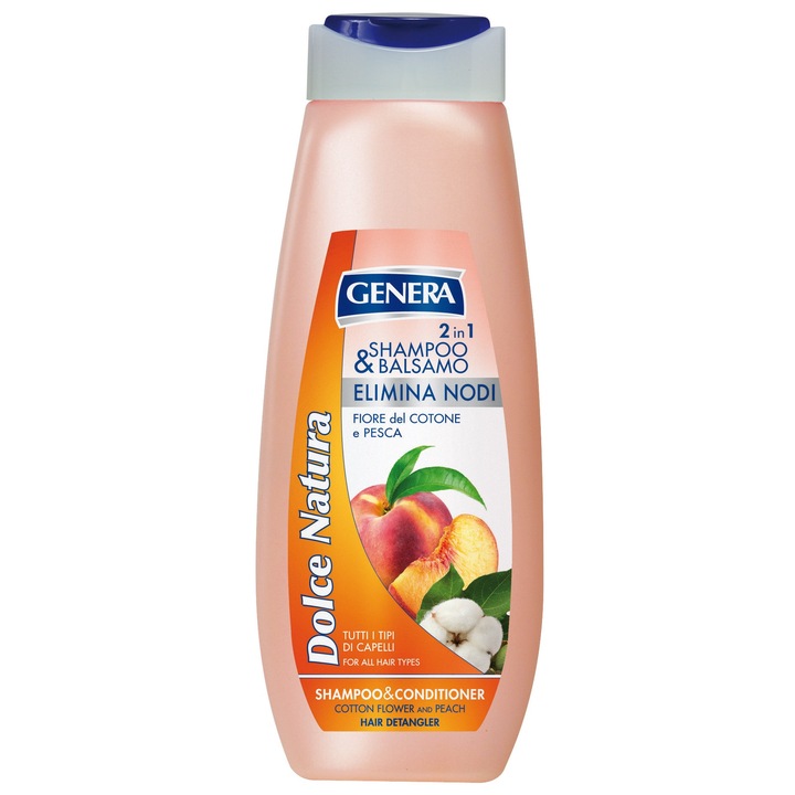 2 в 1 Шампоан и балсам Genera, Памук и праскова, 500 мл