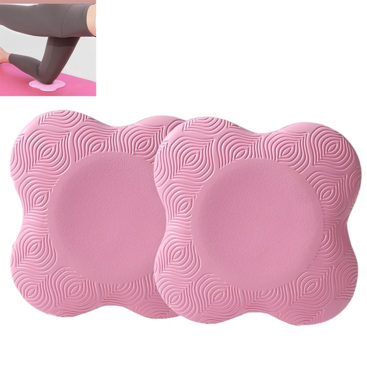 Set 2 genunchiere, ZGGZERG, Genunchiere portabile de yoga, Material de inalta calitate rezistent la deformare, suport moale si confortabil, Usor de utilizat, Pentru antrenament la domiciliu, material Poliuretan, 20.3x 20.3 x 2 cm, roz