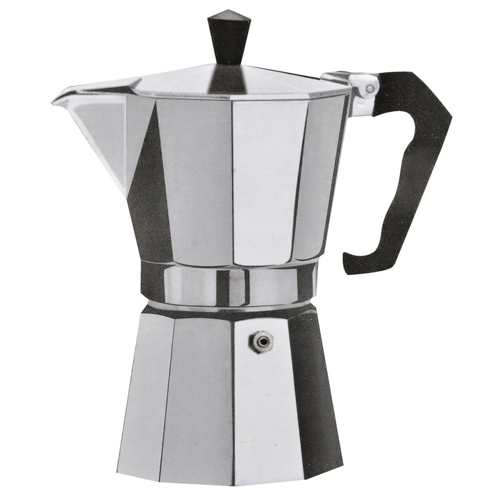 Espressor pentru aragaz din aluminiu, capacitate 6 cesti de cafea, 17 cm, maner ergonomic
