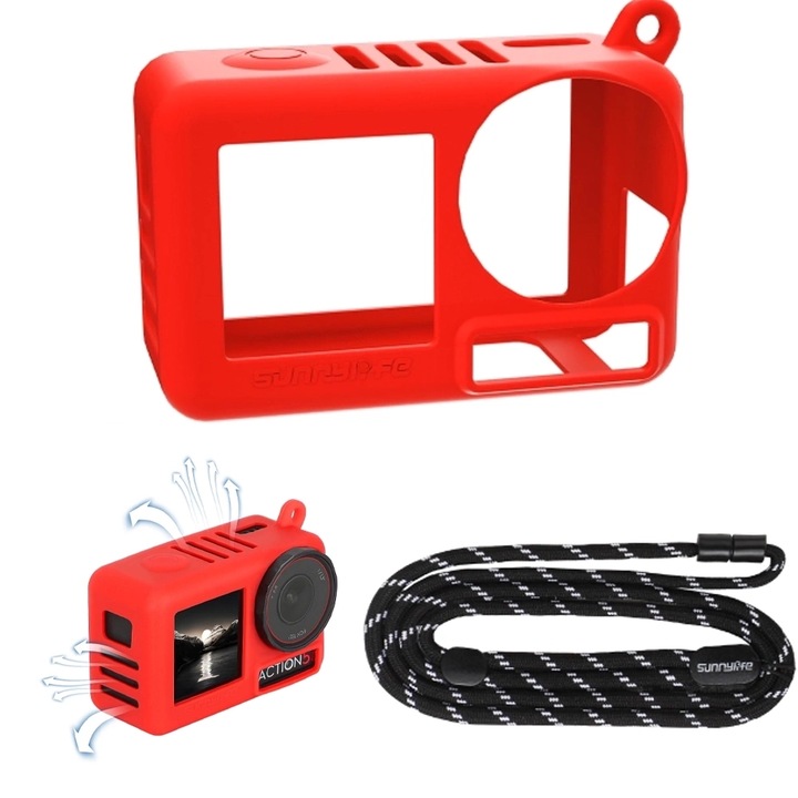 Sportkameratok pánttal, Oa5-Bht885-R, Csúszásmentes szerkezet, Könnyű és könnyen felszerelhető, Tartós, Kiváló védelem a karcolásokkal szemben, Szilikon, 10 cm x 0,5 mm, Piros