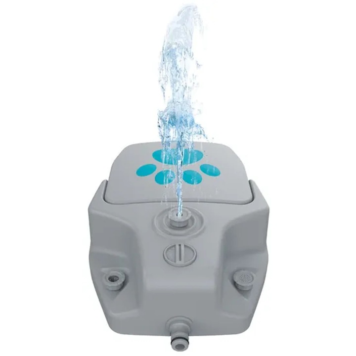 Fantana pentru Caini Zoofari, 3 Duze, Conectare la Furtun, Perfecta pentru Zilele Calduroase de Vara, Gri