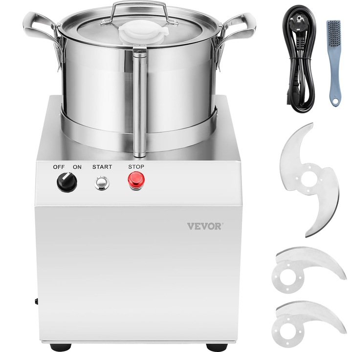 Tocator de legume VEVOR, 6L, otel inoxidabil, 2 lame suplimentare, multifuncțional