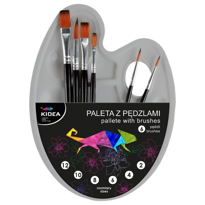 Set paleta cu 6 pensule Kidea, 21,5x17cm