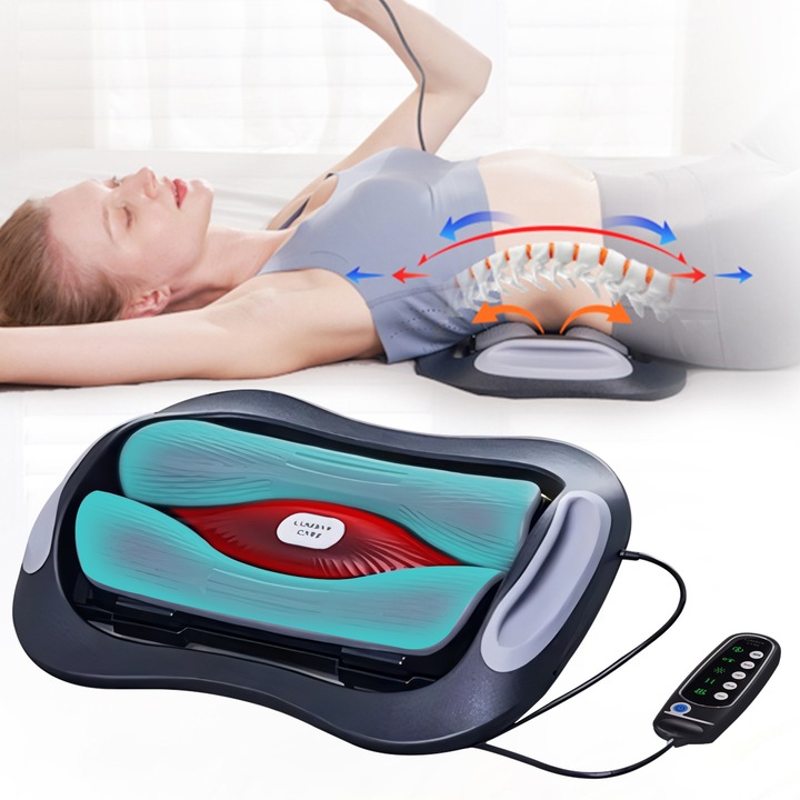 Aparat de Masaj Lombar cu Incalzire si Terapie cu Lumina Rosie, Functie EMS pe 3 Nivele, Simuleaza Masajul Uman, pentru Relaxare Spate si Picioare