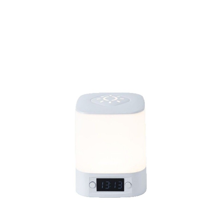 Lampa de birou, afisaj LED pentru ceas, protectie oculara cu spectru complet, 1200 lumeni, lumina in trei tonuri, telecomanda, alb