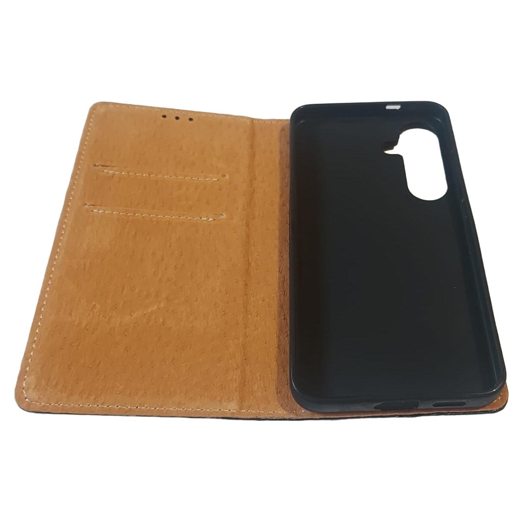 Husa flip Diary Flexy piele naturala neagra pentru Samsung Galaxy A55 5G