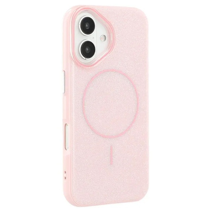 Husa pentru iPhone 16 Plus Daden Glitter Thin Mag, Design Elegant cu Sclipici, Protectie Sporita si MagSafe Integrat, Roz