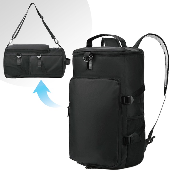 Rucsac Barbati Expert, Din Tesatura Super-Rezistenta cu Mare Capacitate, Rezistent la Umiditate, Compartimente Multiple, Design Sportiv Modern, Ideal pentru Zilnic, Sport, Calatorii, Sala Fitness si Outdoor, Poliester, Negru