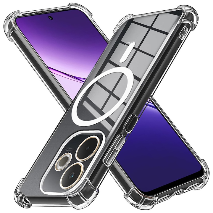 Átlátszó, szilikon tok Oppo A5 Pro 4G / A5 Pro 5G készülékhez, MagSafe szilikon tok