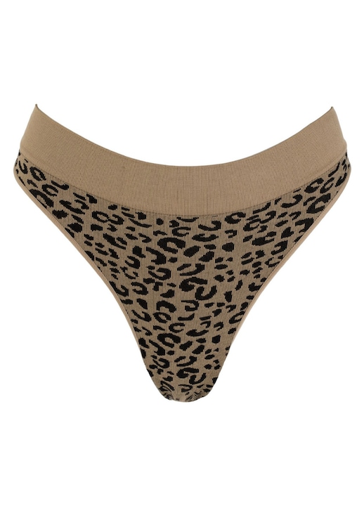 Безшевни прашки, Леопардов принт, Оребрени, Един размер, Бежов/Черен
