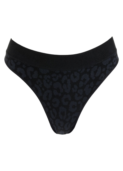 Прашки с леопардов принт, Оребрени, Безшевни, Един размер INTL, Черен