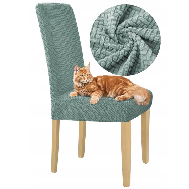 Husa pentru scaun, Imbracaminte mobilier, Placut la atingere, Elastic, Manopera de calitate superioara, Material moale, 58 x 48 x 45 cm, Culoare menta