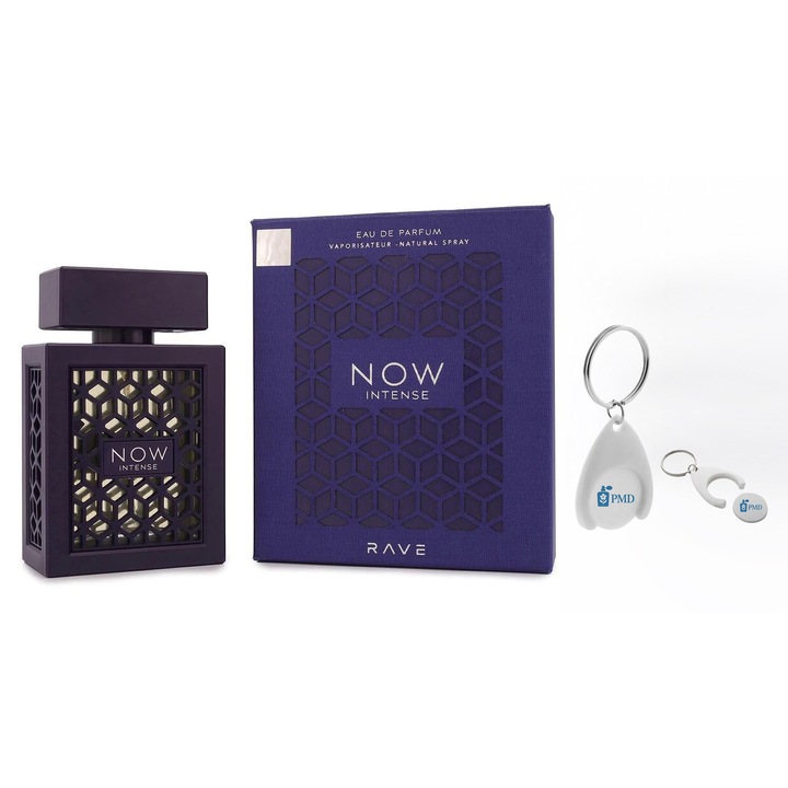 Set Apa de Parfum Now Intense, Rave, Barbati, 100ml, cu Breloc Personalizat "PMD"