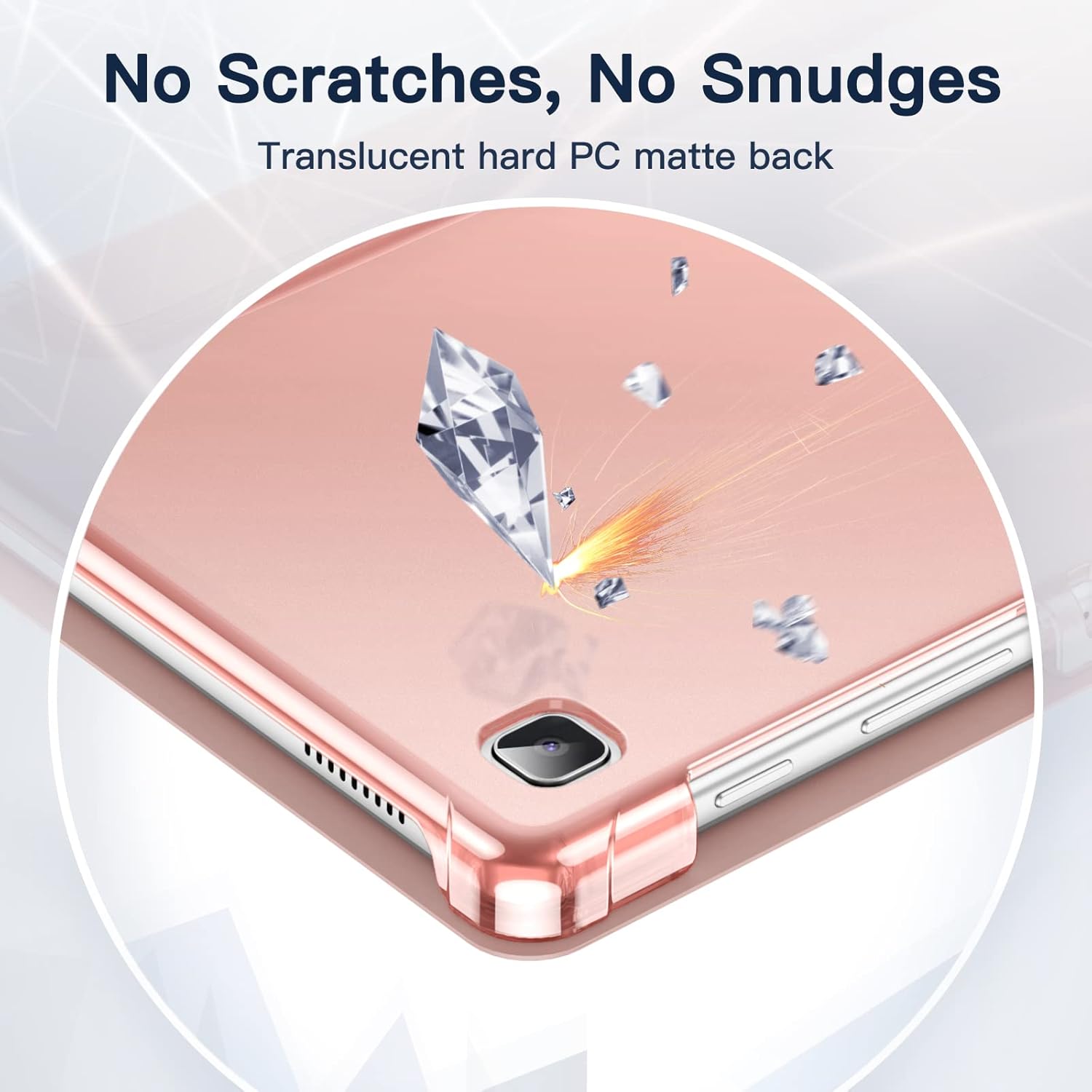Husa Slim Magnetica Trifold pentru Samsung Galaxy Tab A7 Lite 8.7" (2021, SM-T220/T225/T227) – Protectie Completa, Inchidere Sigura, Spate Translucid, Stand Reglabil, Rose Gold