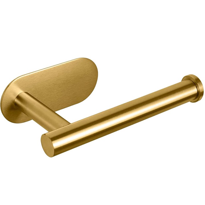 Държач за тоалетна хартия, Rqiurpn, неръждаема стомана, самозалепващ се, Антиръжда и антикорозионна защита, 16 см, За баня или тоалетна, кухня, спалня, хол, Златен