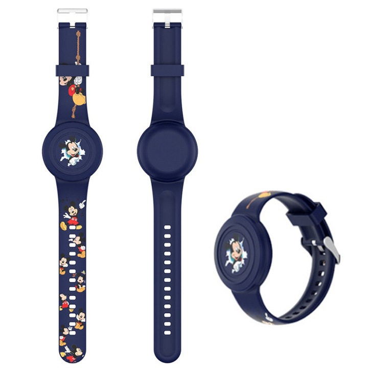 Защитна гривна за Airtag, дизайн с анимационен герой, силикон, син