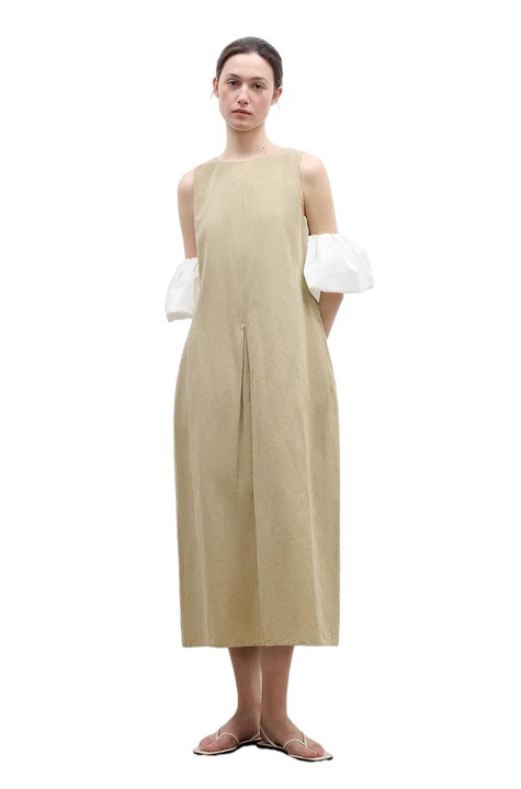 Zöld háromdimenziós ujjatlan ruha, kerek nyakkivágással, homokóra alakú, Zöld/Szürke