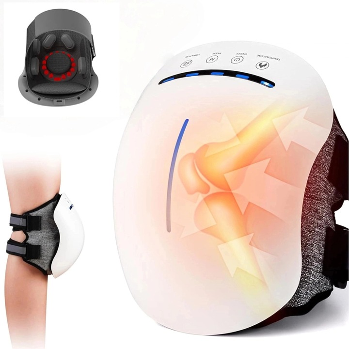 Okos térdmasszírozó, térdre, vállra és könyökre, állítható hő- és rezgésszint, vörös fényterápia, enyhíti az ízületi fájdalmat, az ízületek egészségéért és mozgékonyságáért