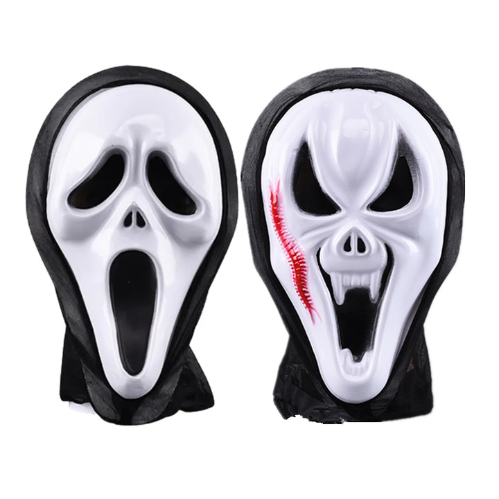 Set 2 Masca Ghost Face EZGETOP® costumatie Halloween, Alb-negru