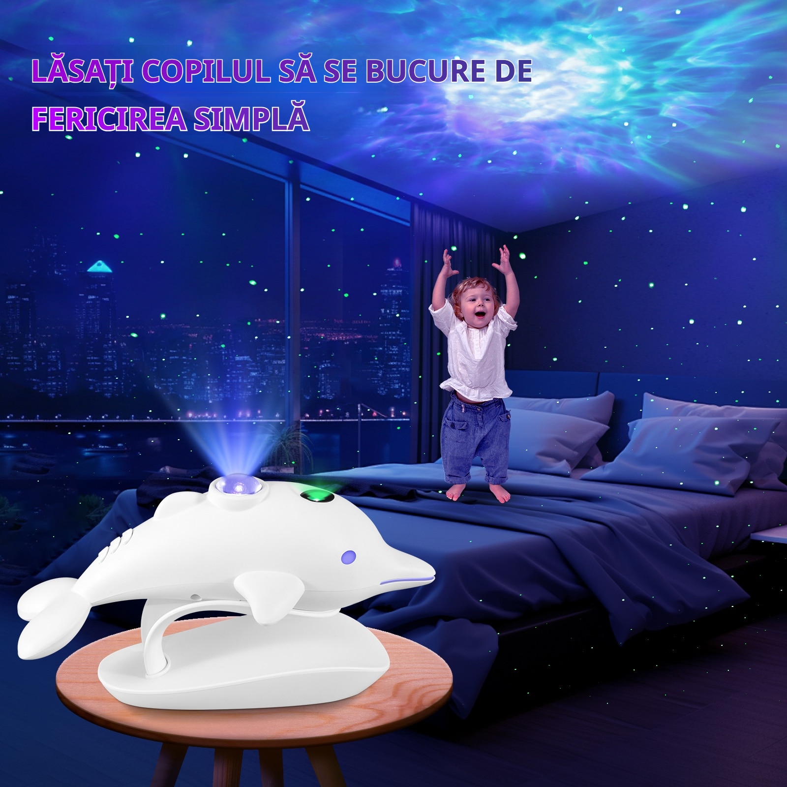 Proiector Stele Tavan Dolphin Galaxy pentru Dormitor, Lampa de