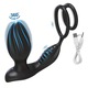 Inel penis Vibrator, Excitat®, 9+3 moduri de vibratie, masaj de prostata, Stimulare Multipla, Rezistent la Apa, Cu stimulator anal, Telecomanda APP, ABS+silicon medical, design ergonomic, incarcare USB, Pentru barbati si cupluri Jucarii sexuale, Negru