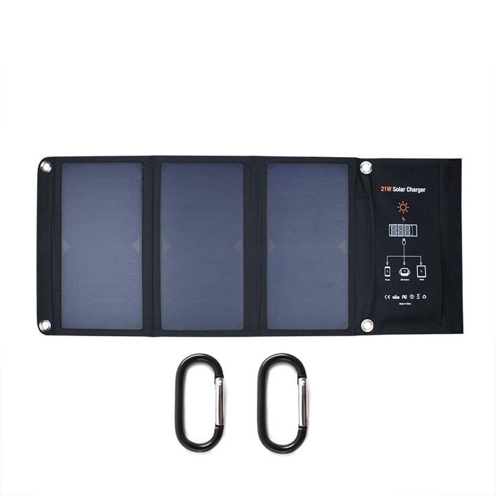Panou solar pliabil de 21W cu baterie externa incorporata de 10000mAh