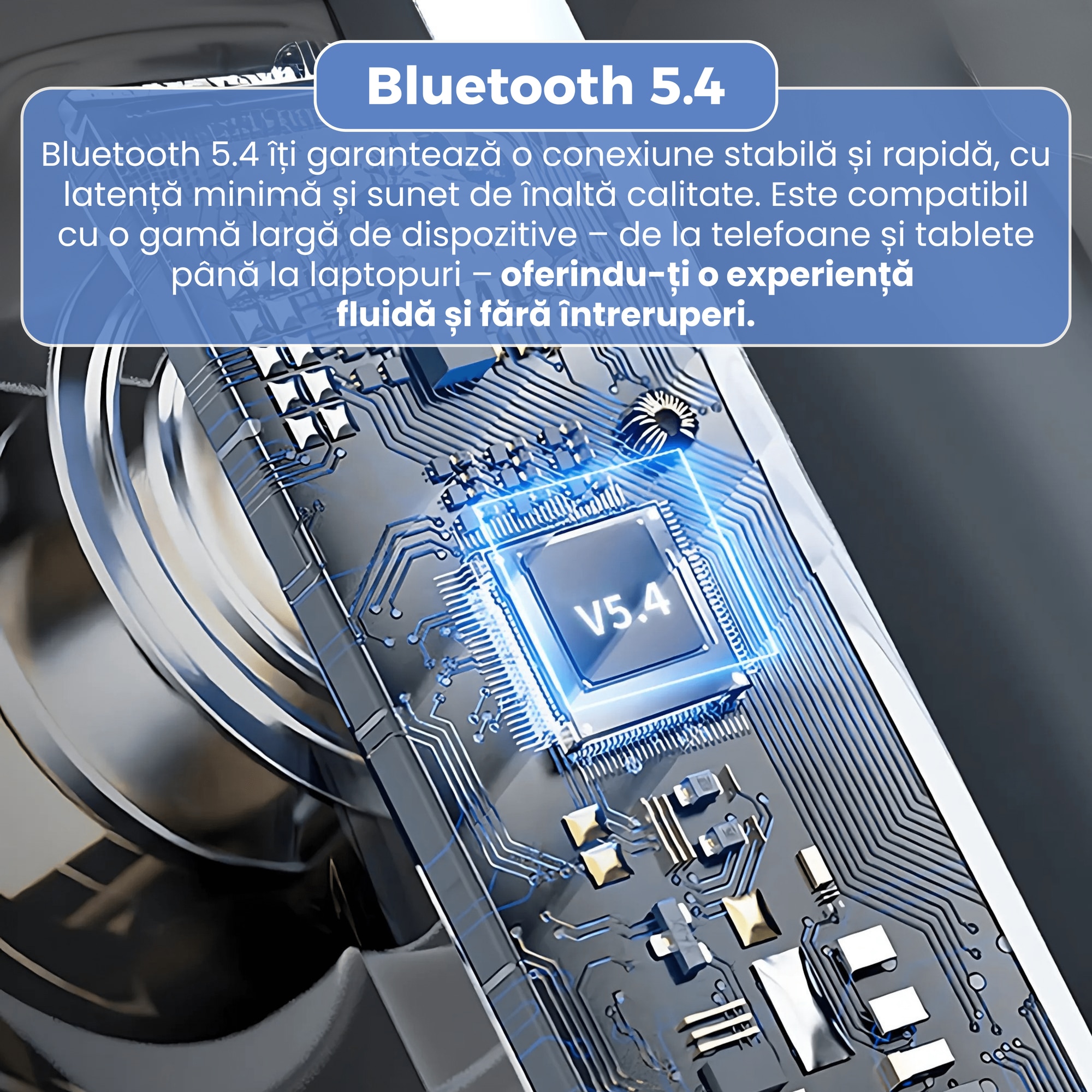 Color Control Localizare Casti wireless Bluetooth 5.4, BMSIFY®, cu anulare activa a zgomotului ...