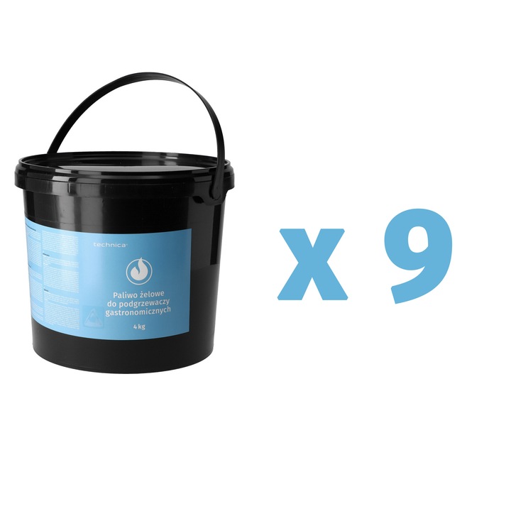[Set] 9 x Combustibil gel pentru incalzitoare de catering 4 kg | TECHNICA, 510103
