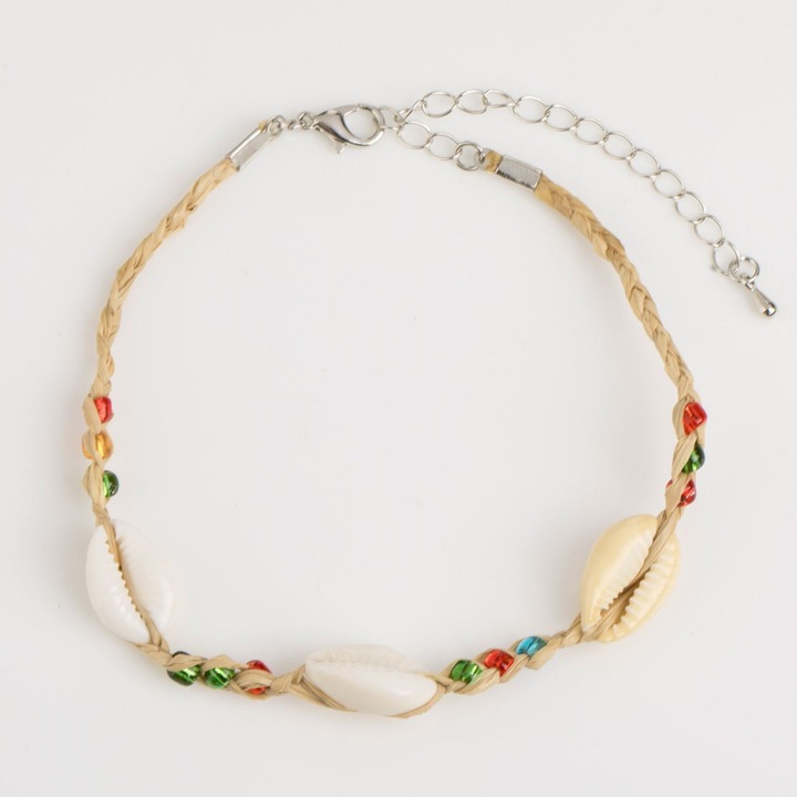 Bratara de vara cu siret impletit & scoici pentru femei