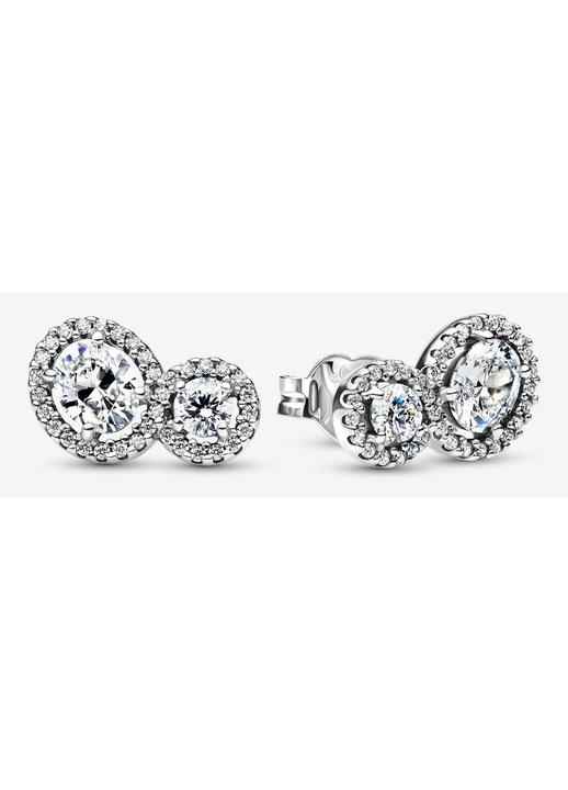 Cercei Pandora tip halo dublu stralucitor pave Zirconiu - Argint 925