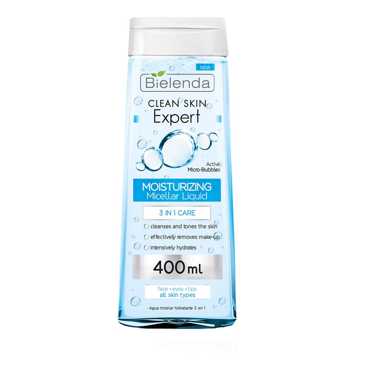 Мицеларна вода Bielenda, 3 in 1 Clean Skin Expert, Хидратираща, 400 мл