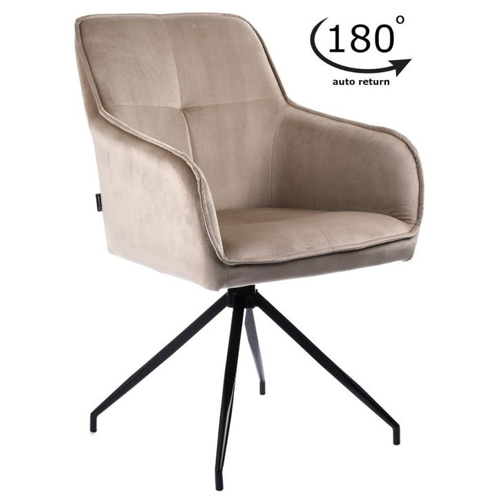 Въртящ се стол ExitoDesign ASTER, бежов кадифе, 58x63x88 см