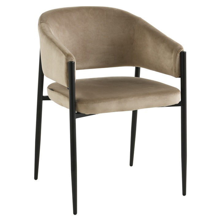 Scaun tapitat SARANO, ExitoDesign, catifea bej, dimensiuni 54x58x78cm