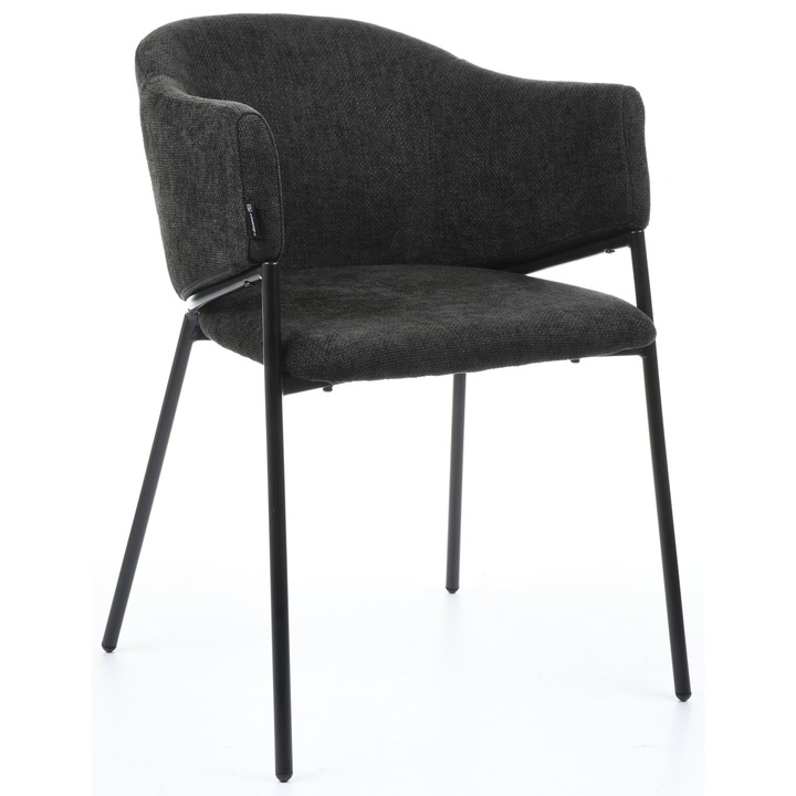 Scaun tapizat ARGOS, ExitoDesign, negru, 54x60x78cm, cu brate, design modern