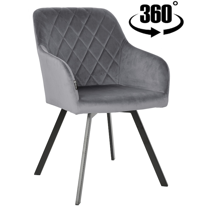 Въртящ се стол ExitoDesign PANKO, сив кадифе, 55x64x87 см