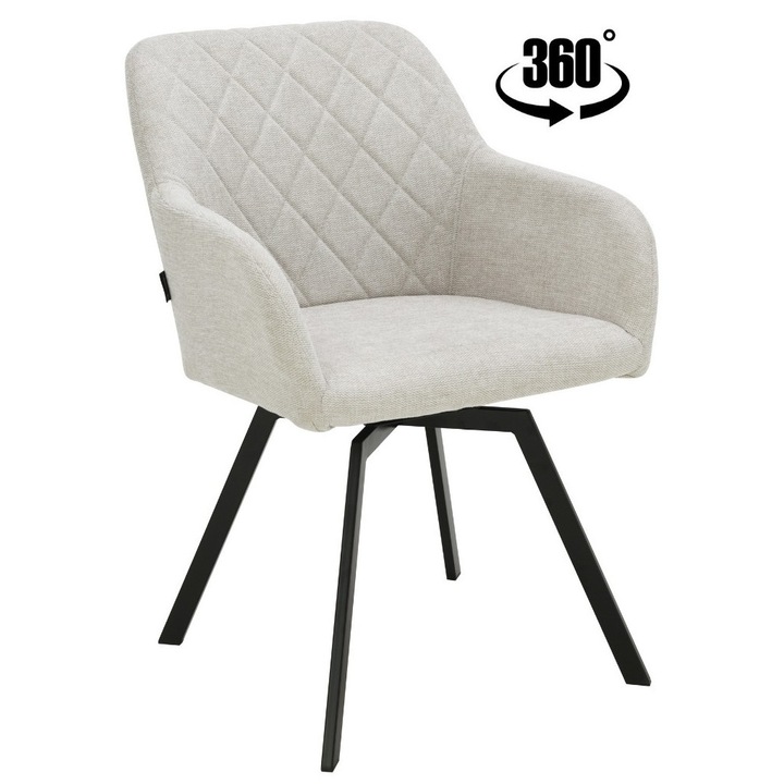 Въртящ се тапициран стол PANKO, ExitoDesign, бежов, 55x64x87см, механизъм за въртене на 360°