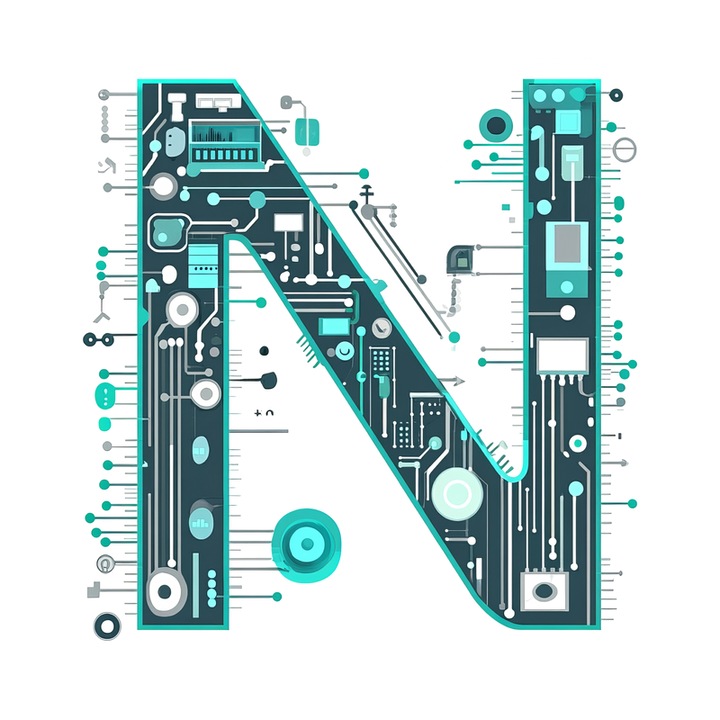 Stickere Decorative Alfabet Litera N cu circuite, Autoadeziv, Cri-Flo, dimensiune 20 cm