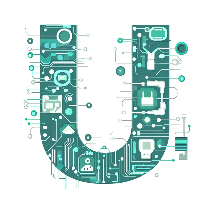 Stickere Decorative Alfabet Litera U cu circuite, Autoadeziv, Cri-Flo, dimensiune 6 cm