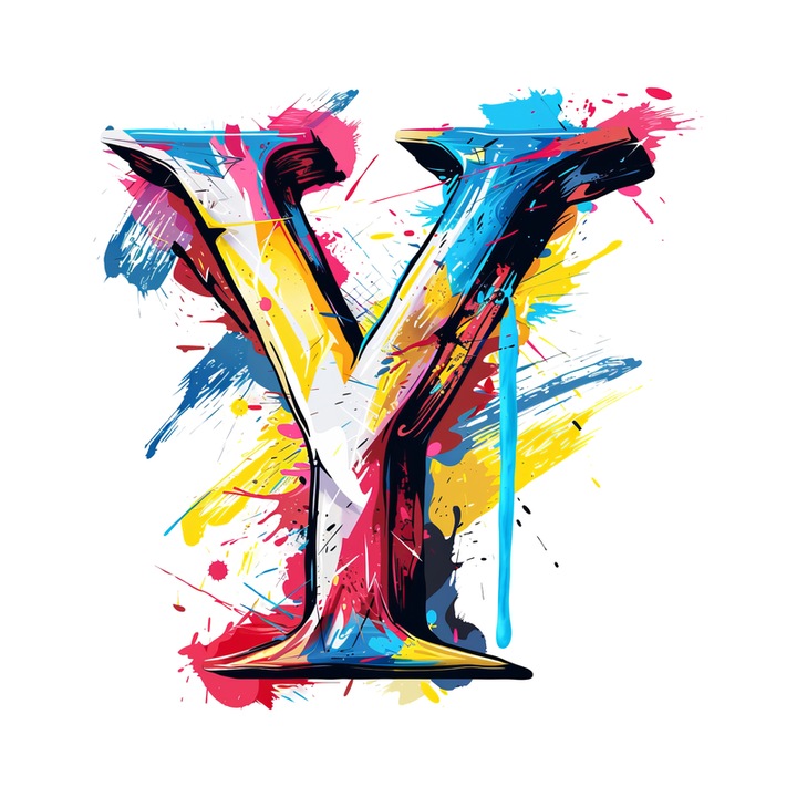 Stickere Decorative Alfabet Litera Y cu graffiti, Autoadeziv, Cri-Flo, dimensiune 10 cm