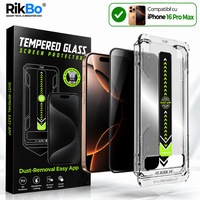 Folie sticla pentru Iphone 16 Pro Max, Privacy 28 grade Sticla securizata 0.33mm, Anti-Spy, Anti-amprenta cu margini negre 6.9", instalare usoara si rapida cu dispozitiv de potrivire automata in 30 sec cu Easy Install Kit, protectie telefon, RikBo®