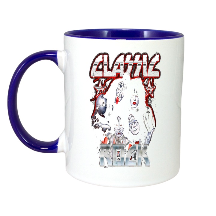 Cana Classic Rock - Star Collage, Cri-Flo, Ceramica, 330ml. Maner si interior Albastru