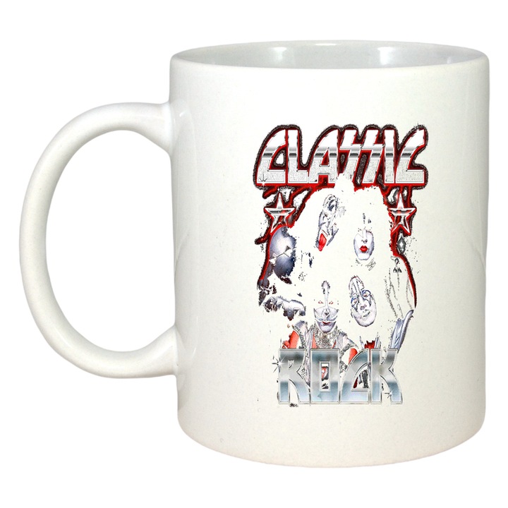 Cana Classic Rock - Star Collage, Cri-Flo, Ceramica, 330ml. Maner si interior Alb