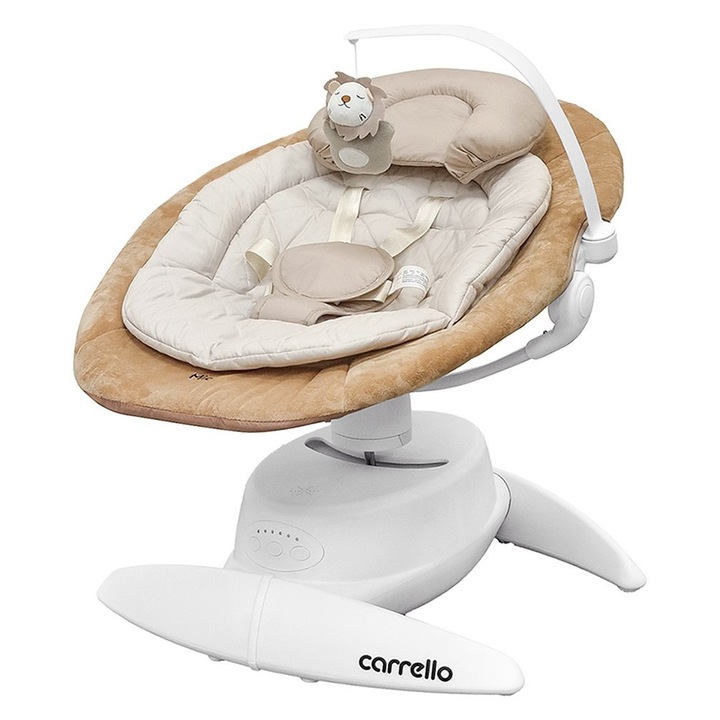 360°-ban forgó elektromos hinta dallamokkal, hangokkal és állítható dőlésszöggel Carrello MIO Linen Beige