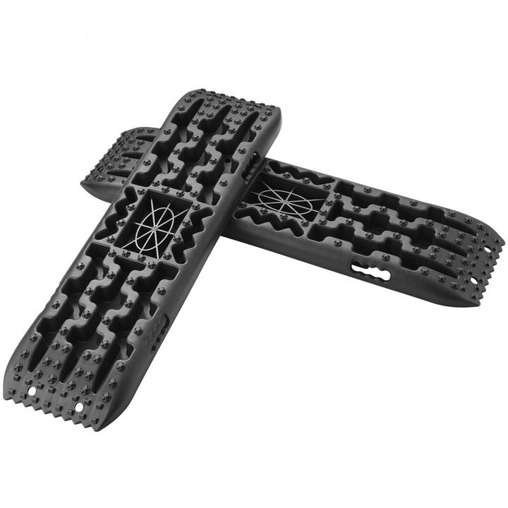 Set 2 Placi de Tractiune, Material PP, pentru Noroi, Zapada, Nisip, Capacitate 10T, Dimensiuni 104 x 28 x 6.8 cm, Negru