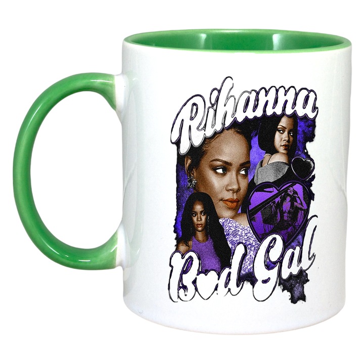 Cana Rihanna - Bad Gal, Cri-Flo, Ceramica, 330ml. Maner si interior Verde
