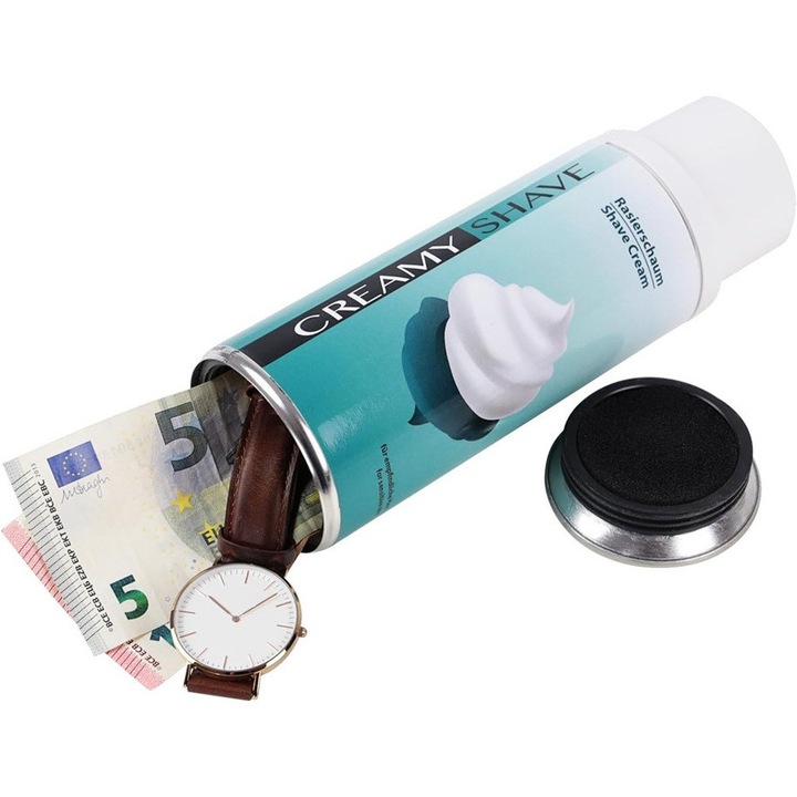 Ascunzatoare Creamy Shave, Model spray Spuma de ras, Cutie Secreta pentru depozitare in siguranta, Stash perfect pentru obiecte de valoare, Capacitate cca. 1225x60 mm