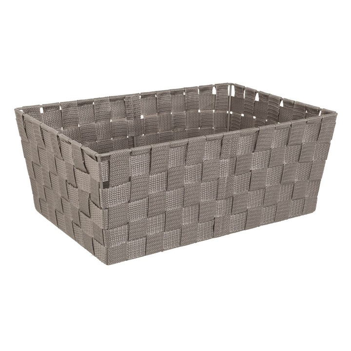 Cos de depozitare impletit taupe cu cadru metalic 38x26x15cm