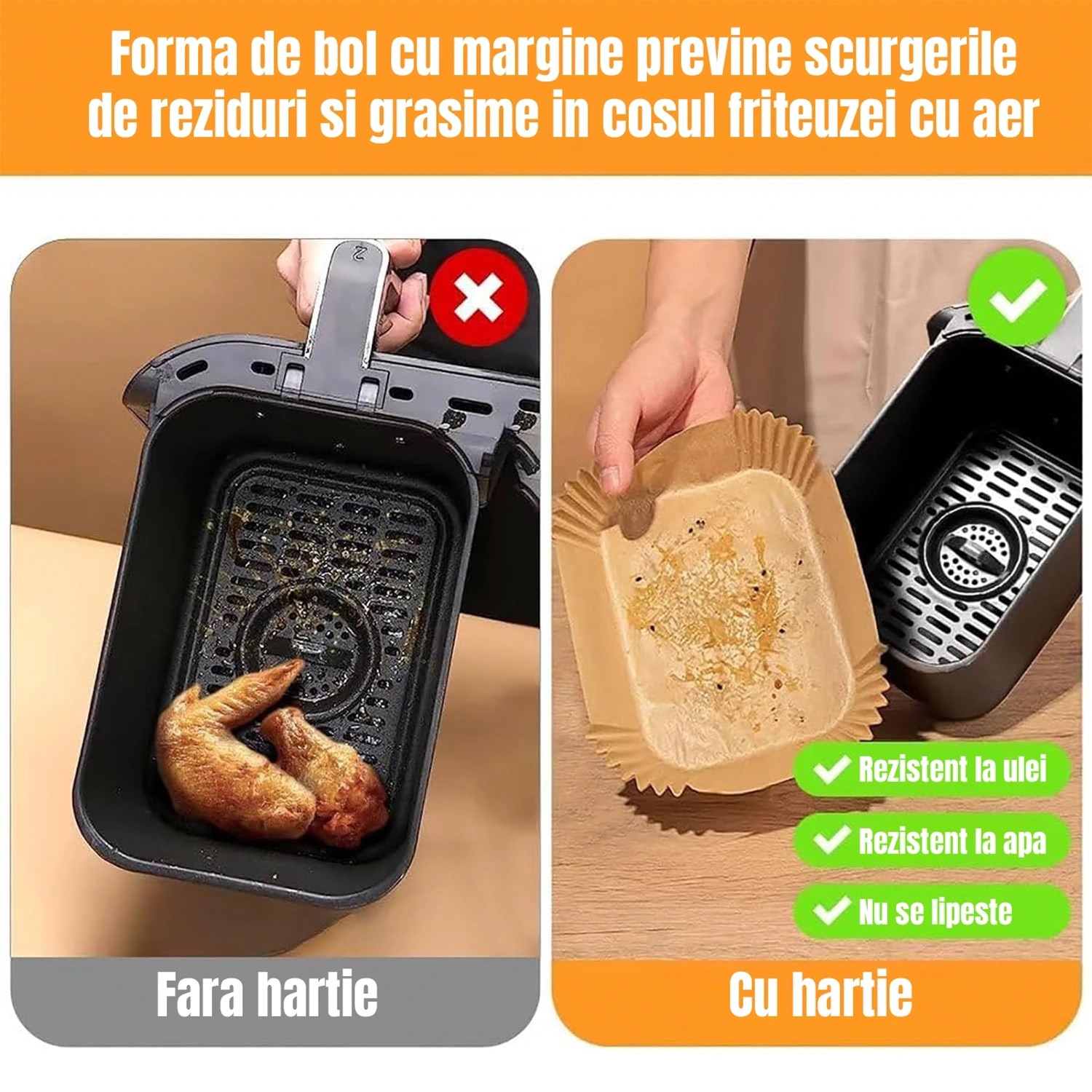 Hartie Copt pentru Air Fryer Ninja Dual Zone si Alte Modele cu