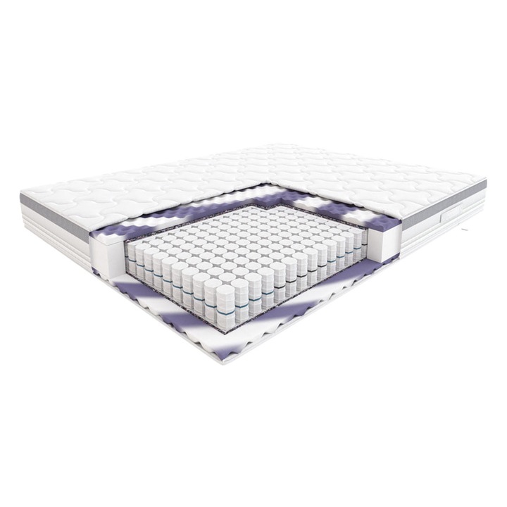 Saltea cu arcuri individuale ferma Hilding Cha-Cha 90x200x21 cm, reversibila, 7 zone, husa Italiano