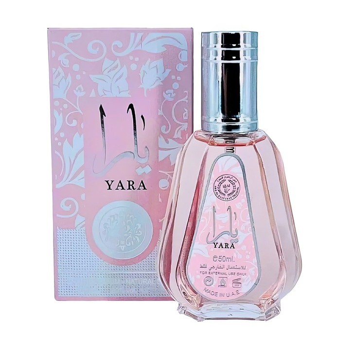 Set Apa de Parfum Yara, Ard Al Zaafaran, Floral-Citric, Femei, 50ml cu mostra 2ml